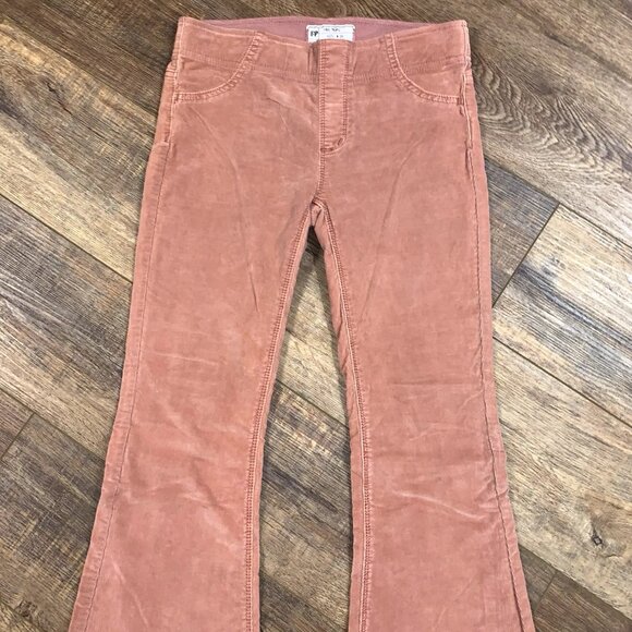 FREE PEOPLE Dusty Pink Corduroy BELL BOTTOM PANTS 25 x 33 Stretch Boho Grunge - Picture 2 of 7